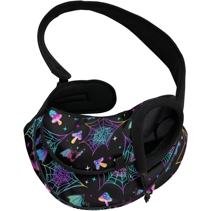 COEQINE Сумка-переноска для собак середніх порід, переноска для тварин, для цуценят, через плече, гаманець, з товстим підкладкою, регульований плечовий ремінь для Йоркширських тер'єрів, Чихуахуа (Павутина з грибів)