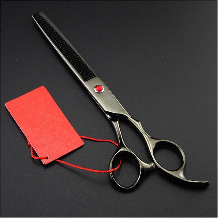 Професійна шерстьнорізальна ножиця для собак та котів, 7' (чорна), вигнутий зріз, без чохла