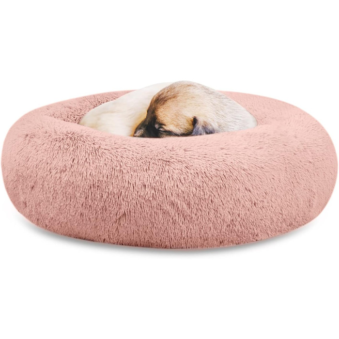 Кругла лежанка для собак Savfox з штучним хутром, рожева, XS-XXL, 110*110 см