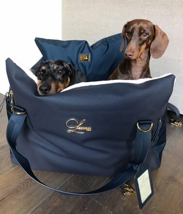 Еліанн | Дизайнерський автокрісло для собак | Навігатор, синій | Міцне | Дизайнерський бренд | Для собак маленьких та середніх порід | Підвищене автокрісло для собак