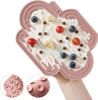 Лежак-іграшка для собак та котів OHMO Schleckmatte, 2 шт. - милий дизайн кактуса, силікон, 18x25.5 см (кораловий & вишневий)