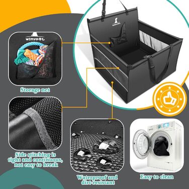 Автокрісло для собак маленьких та середніх порід, чорне, 50x50x47 см, HW00654