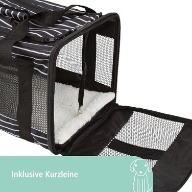 Транспортна сумка для тварин Kerbl Cuba, чорно-біла, 40x26x28 см, поліестер, для собак та котів, знімний чохол, сітчасті вставки