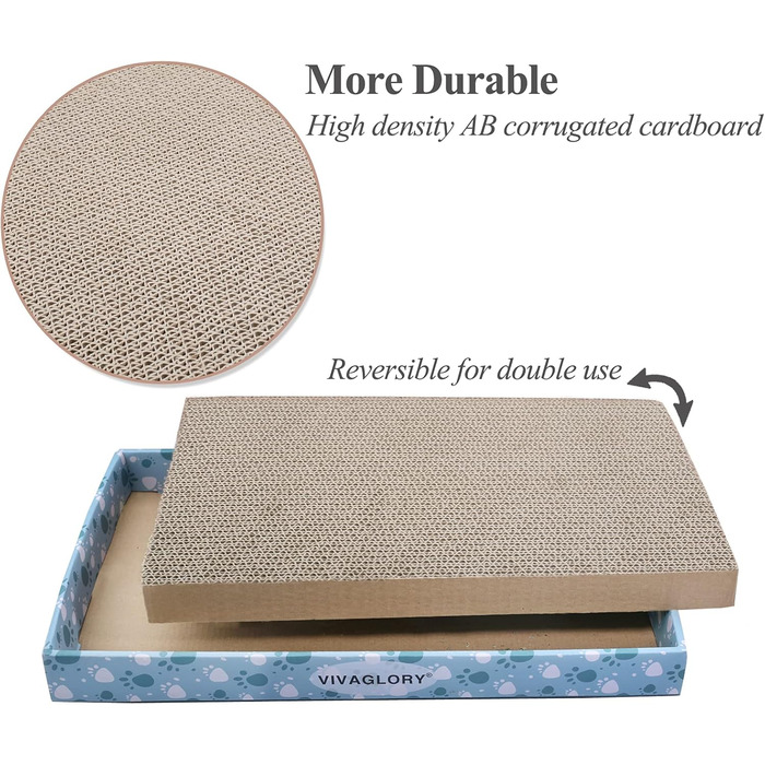 Кігтеточка для котів VIVAGLORY з картону, 3 шт. в упаковці, XL (44 x 28,5 см), з котячою м'ятою