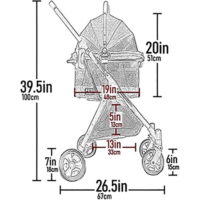 Дитяча коляска Pet Gear 3-в-1 View 360 з функцією перенесення та підняття сидіння, Easy Click N Go, для собак та котів, сіра (20 x 12 x 18.5 см)