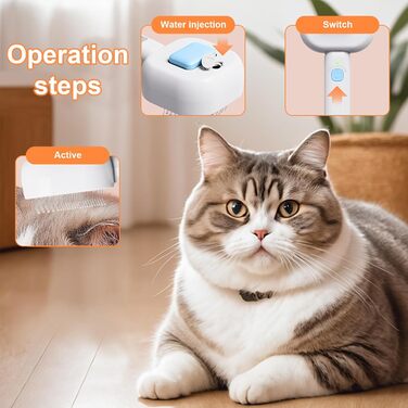 Парфумерна щітка для котів 4 в 1, синього кольору: догляд за шерстю котів та собак, самоочищення, антистатична