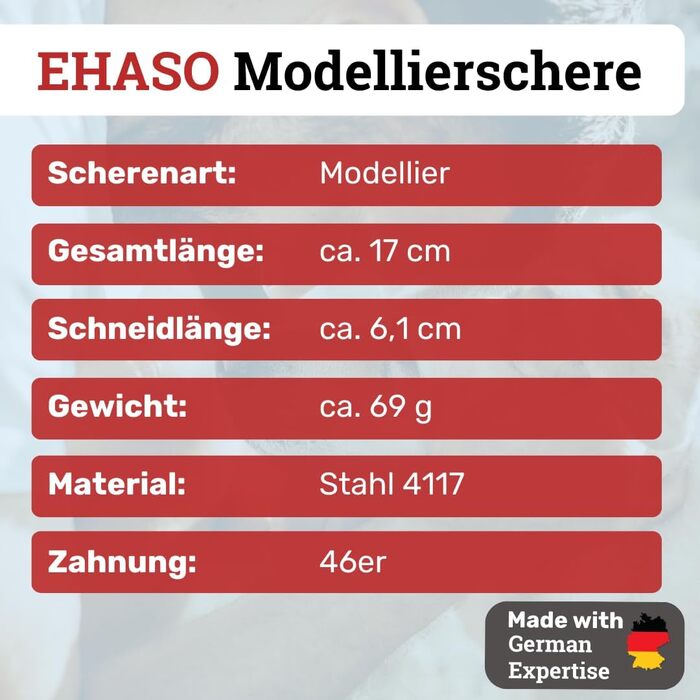 Ножиці моделювальні EHASO, 17 см, нержавіюча сталь, зубчасті (46 зубців)