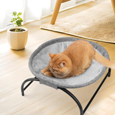 Гамак для котів LIFLIX Outdoor, піднятий лежак знімний, пральний плюш, стоячий гамак для котів для внутрішнього/зовнішнього використання (Сірий)