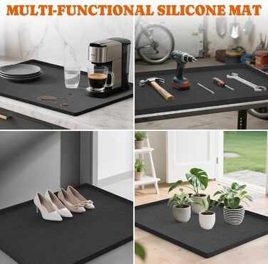 Килимок для котячого туалету з силікону, великий, 86,4 x 55,9 см, вологостійкий, антиковзний, для контролю розсипання наповнювача, легко миється, стійкий до сечі, сірий, 1 шт.