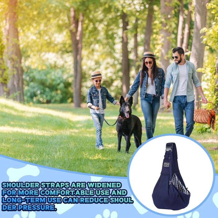 Тканина-слінг для цуценят, двостороння, для собак та котів середніх та малих порід, м'яка та зручна, регульована сумка на плече для прогулянок, подорожей та покупок (блакитна)