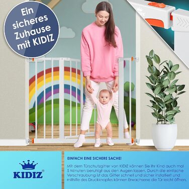 Захист для воріт KIDIZ®: сітка для дітей, тварин, без свердління, розширювана, для воріт та сходів, помаранчевий (88-101 см)