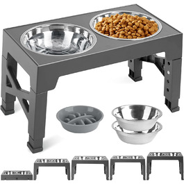Підвищена годівниця для собак FOSTBEEN з 2 мисками з нержавіючої сталі та повільною годівницею, регульована по висоті