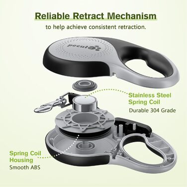 Рулетка для собак Pecute 8м, 50 кг, зелена, з антиковзним ручним гальмом