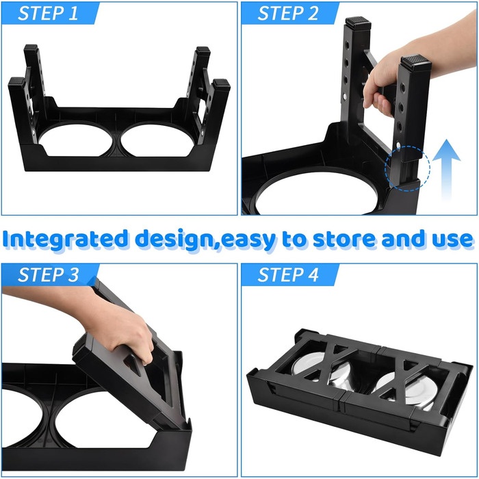 Підвищена годівниця для собак та котів, складна, регульована по висоті, для маленьких, середніх та великих порід