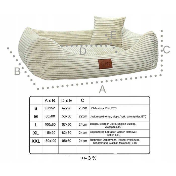 Лежак для собак Leo4dog з вельвету, зі знімним чохлом для прання, колір Оливка, XL 115x90