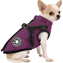 Водонепроникний собачий плащ з ніжками, теплий зимовий плащ для собак, куртка для собак з отвором для шлейки, середній розмір (Lila M)