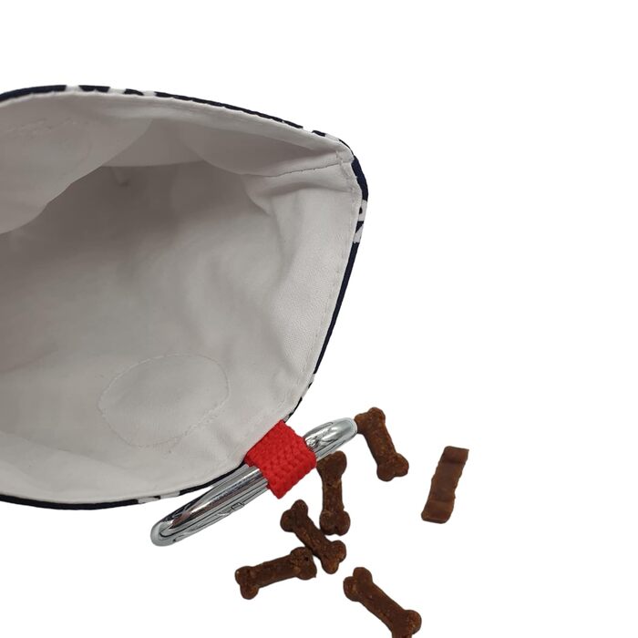 Сумка для ласощів для собак з магнітом та карабіном з тканини - червоно-білі анкери