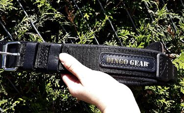 Нашийник для собаки Dingo Gear Drago, амортизуючий, з ручкою, ручна робота, чорний, 48-56 см