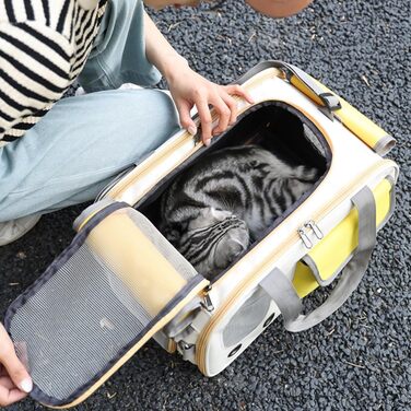 Трансформер для собак та котів Topyond - переноска для тварин з великим об'ємом, вентиляційним вікном та регульованим ременем, водовідштовхуючий оксфорд, жовтий