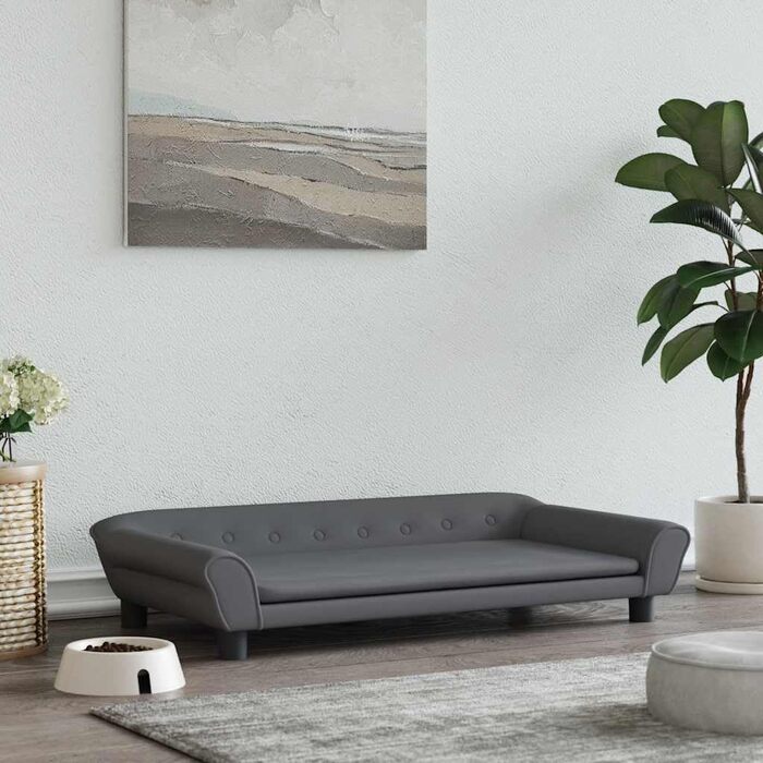 Крісло-ліжко для собак, м'яке ліжко для тварин, лежанка для маленьких собак та котів, лежанка для домашніх тварин, велюр (100 x 50 x 21 см, темно-сірий)