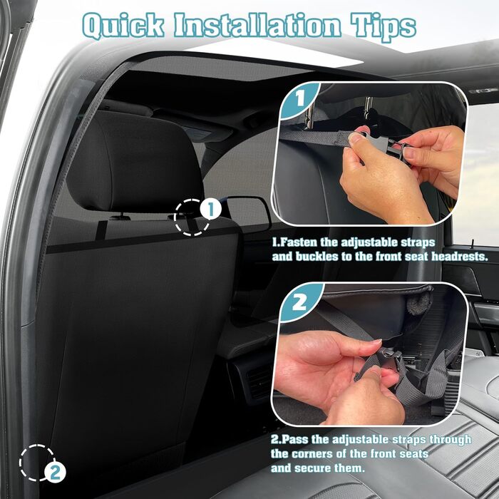 Сітчаста перегородка для собак у автомобіль Mixsuper, 133,1 см, для позашляховиків та авто, чорний, міцна