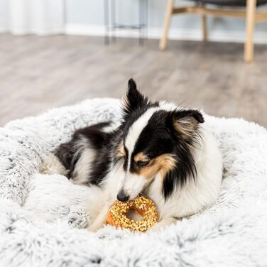 Ліжко для собак TRIXIE Harvey, 60x50 см, сірий/біло-чорний, з довгого ворсу, для середніх собак, антиковзаюче, миється, 38022