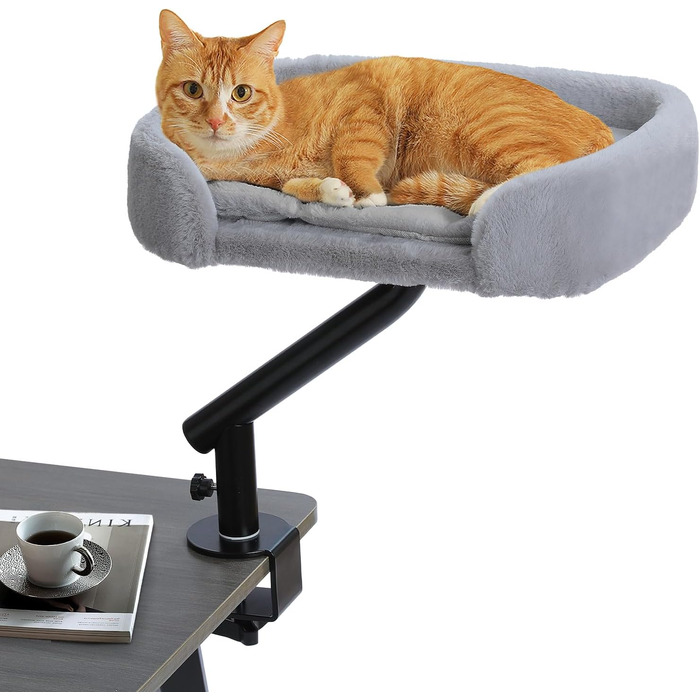 PAWZ Road: Крісло-лежанка для котів, дерев'яне, 360° обертання, регульована висота, котяча гаманець, сірий овал, до 23 кг