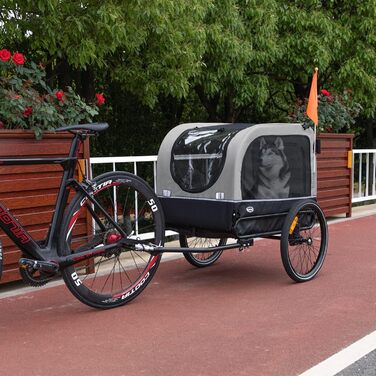 Причіп для собак CXWXC 2-в-1: велосипедний причіп та візок для собак з амортизаторами, сірий, вантажопідйомність 40 кг