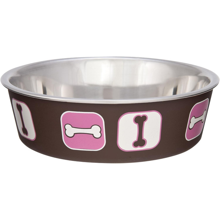 Миска для собак Loving Pets Bella Bowls, нержавіюча сталь, велика (L), колір коричневий. Об'єм 750 мл.