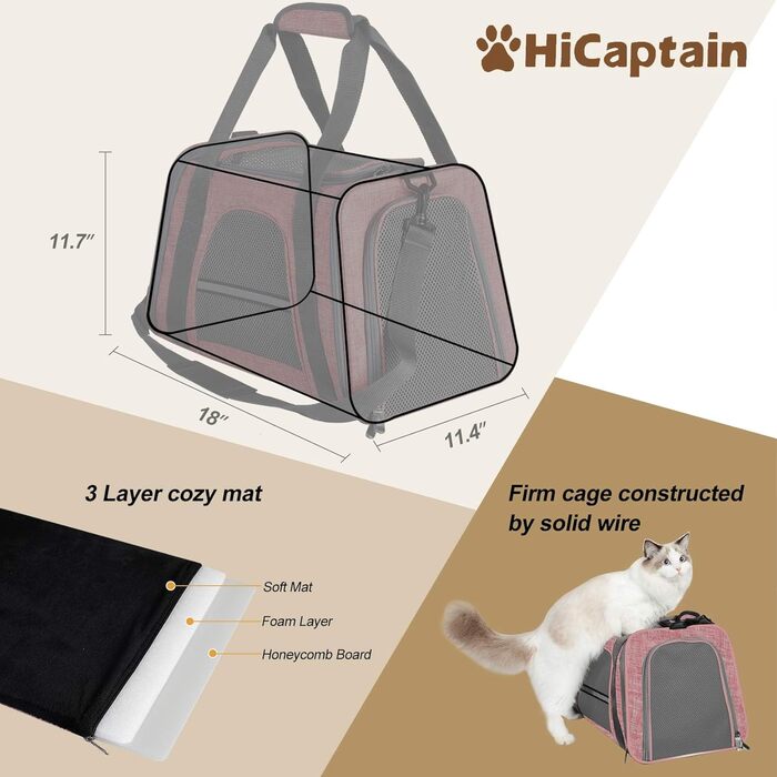 Транспортна переноска для кота, переноска для котів, складана переноска-сумка, переноска для собак, переноска з регульованим плечовим ременем, котяча переноска, червона