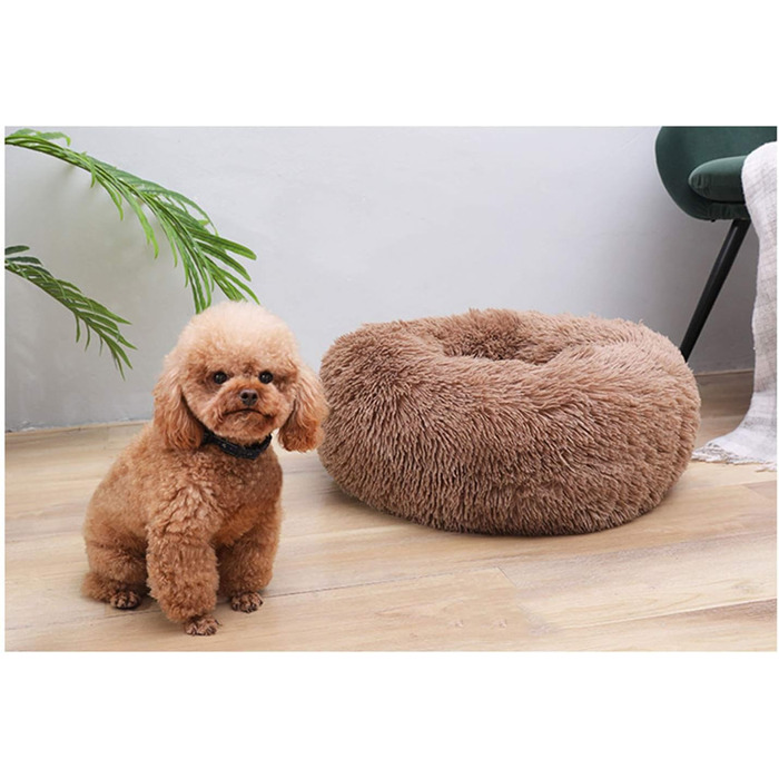 М'яке плюшеве ліжко для котів та маленьких собак BODISEINT, середнього розміру, самонагріваюче, для осені та зими, функція сну, розмір M (60 x 20 см), кавовий колір