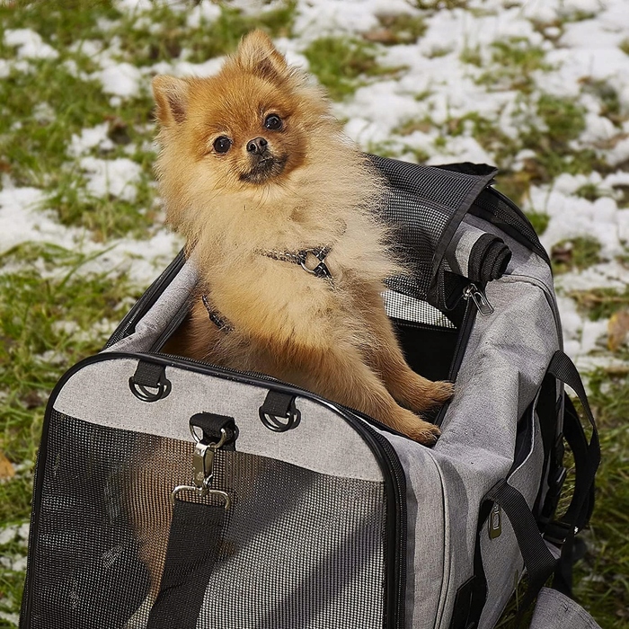 Транспортувальна сумка-переноска для собак та котів до 7 кг, сіра