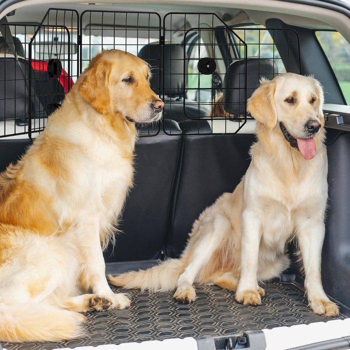 PawHut Dog Guard Car Універсальні ворота багажника регульовані 93-150 см зі сталі в чорному кольорі, роздільник для собак