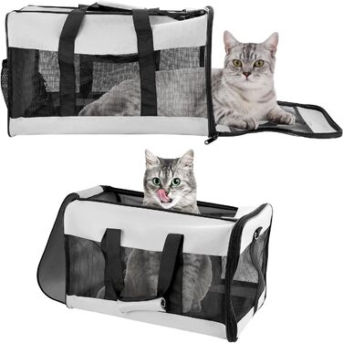 Транспортна сумка QWORK® для котів та собак до 10 кг (48x30x30 см) - переноска для тварин, портативна, миється