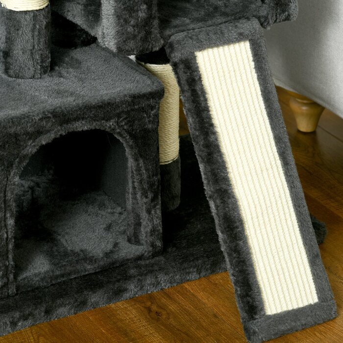 PawHut Sisal Cat Tree до 30 кг Cat Tree з кігтеточкою Sisal Column Плюшевий темно-сірий для активних кішок