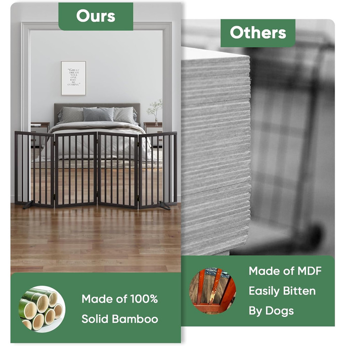 Захисне ґратка для собак з бамбука, перегородка для кімнати, 3 панелі, ширина 55