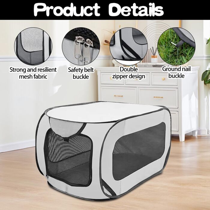 Переносний вольєр для собак та котів у машину, складаний вольєр для тварин, дихаюча сітка для дому, вулиці, кемпінгу, подорожей, вольєр для тварин