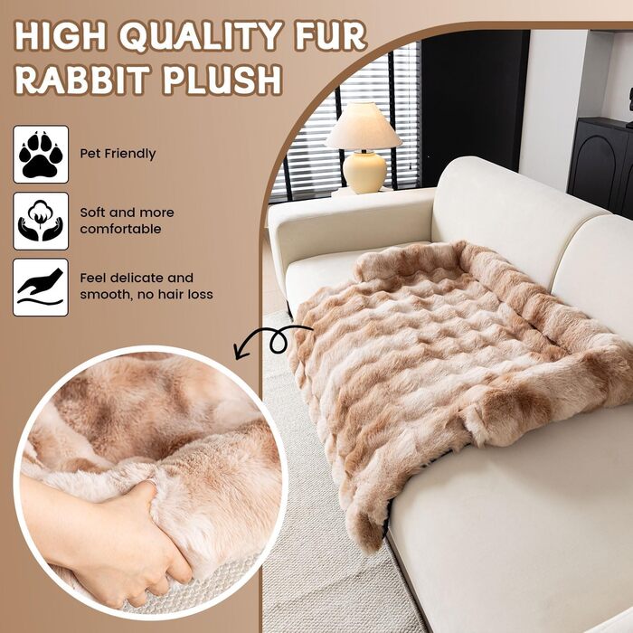 М'який плюшевий чохол на диван для домашніх тварин, 75x75 см, колір градієнт коричневий