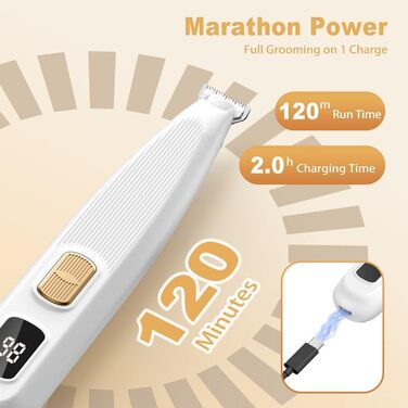 Триммер для лап собак YAZ EKY Leise - професійна машинка для грумінгу з LED-підсвічуванням, водонепроникний, USB-зарядка, для собак та котів