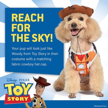 Костюм для собак Toy Story Woody від Disney, розмір S: офіційний ліцензований костюм ковбоя для собак на Хелловін, багатобарвний, дерев'яний