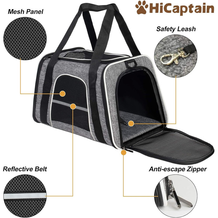 Транспортна сумка для котів HiCaptain, складана, з плечовим ременем, м'яко стьобана, переноска для маленьких собак та цуценят до 7 кг (рожева), 46 x 29 x 30 см