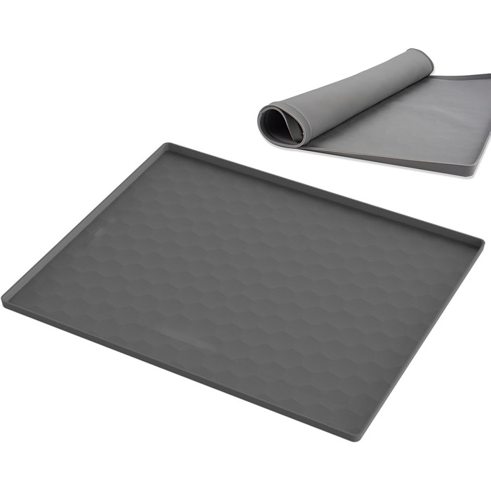 Килимок для годування собак, вологостійкий килимок під миску для тварин, великий силіконовий килимок з бортиком, 50 x 60 см, захист від бруду, килимок для цуценят