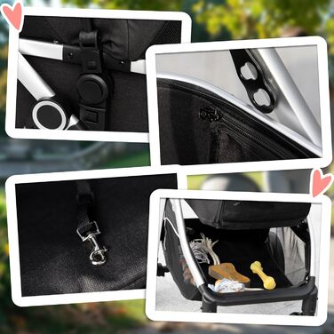 PawHut: Візок для собак та котів 3-в-1 (візок, автокрісло, сумка), чорний, до 15 кг