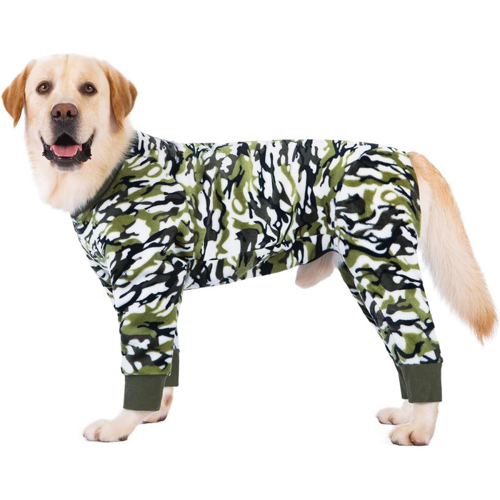 Теплий комбінезон для собак на зиму, після операцій, проти випадіння шерсті, зелений/камуфляж, розмір 26 (довжина спини 38 см, обхват грудей 60 см)