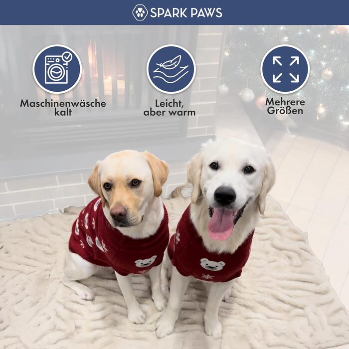 Пуловер для собак Spark Paws з ведмедиком полярника, розмір L (7-10 кг) - теплий в'язаний пуловер для маленьких, середніх та великих собак, включаючи Французьких Бульдогів