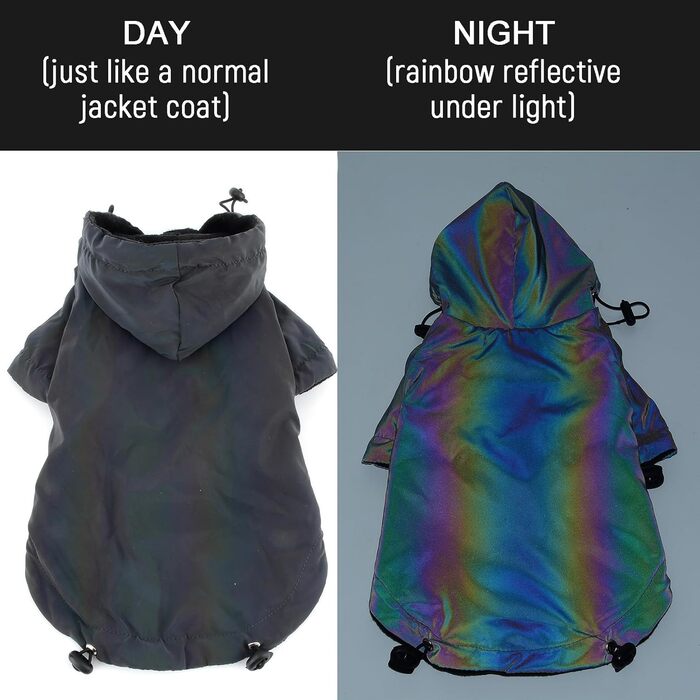 Водонепроникна куртка для собак Zunea з капюшоном, тепла флісова підкладка, для маленьких собак, з відбиваючими елементами, XL