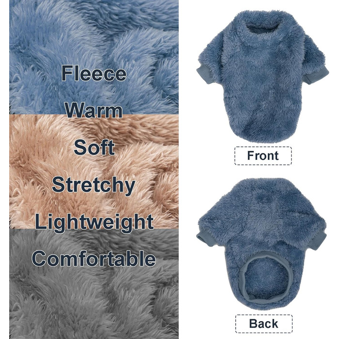Пуловери для собак Kyaringtso, 2 шт., для маленьких собак, одяг для собак, дівчаток та хлопчиків, ультрам'які та теплі, зимові, на Різдво (XXS - XXL, блакитний + світло-коричневий + темно-сірий)