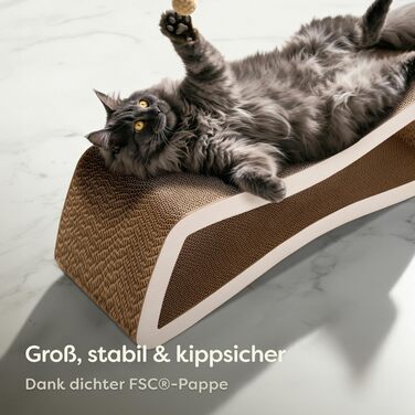 Кігтеточка для котів 3 шт. XXL 75 см - Міцний картон для догляду за кігтями - До 2 років використання - Економія місця - Захист диванів та меблів (Mountain) (Білий)