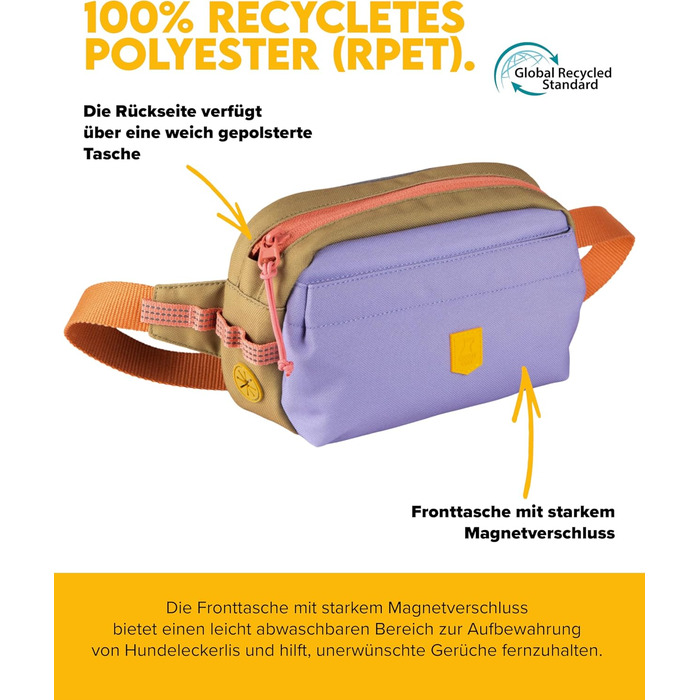 Сумка на пояс для собак Woolly Wolf Alpha 360: ласощівниця з перероблених матеріалів (лавандово-фіолетовий)