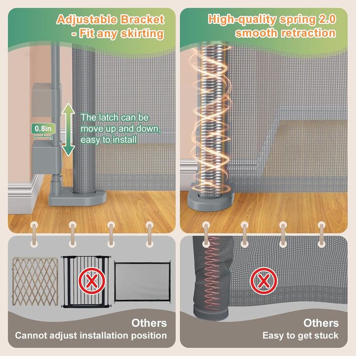 Розсувне захисне огородження для дітей та собак, 400 см, біле. Захист для сходів/коридору/інтер'єру/екстер'єру.